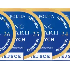 Grafika przedstawia pięć owalnych plakietek z napisem "Ranking Kancelarii Prawniczych" i numerami od 20 do 26.