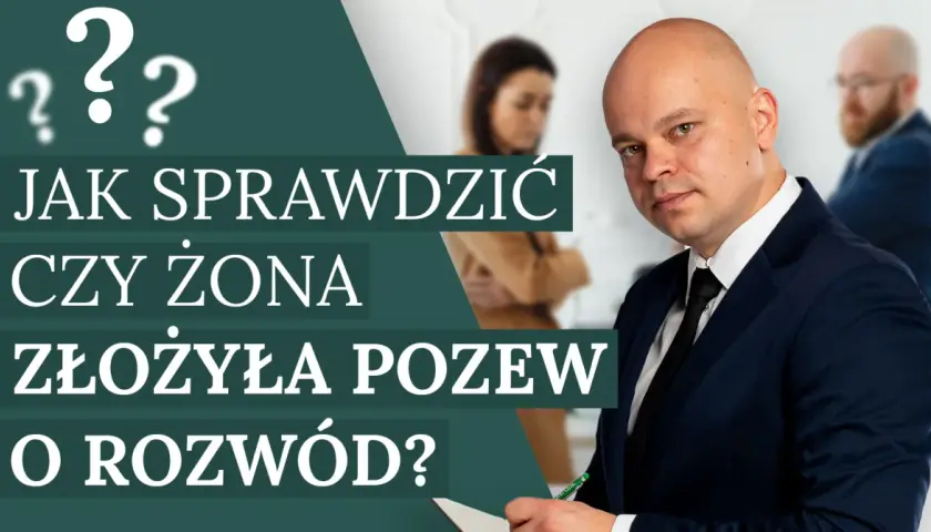 Jak sprawdzić czy żona złożyła pozew o rozwód? Mężczyzna w garniturze i para w tle.