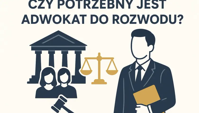 Ilustracja przedstawia prawnika, sąd, wagę sprawiedliwości i dwie kobiety. Kto składa pozew o rozwód? Prawnik pomoże.